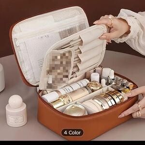 Brown Travel Makeup Organizer